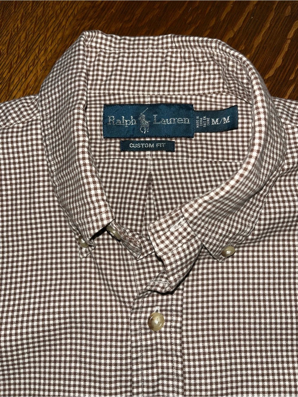 Ralph Lauren Casual Button Down Brown Checkered Shirt Size M